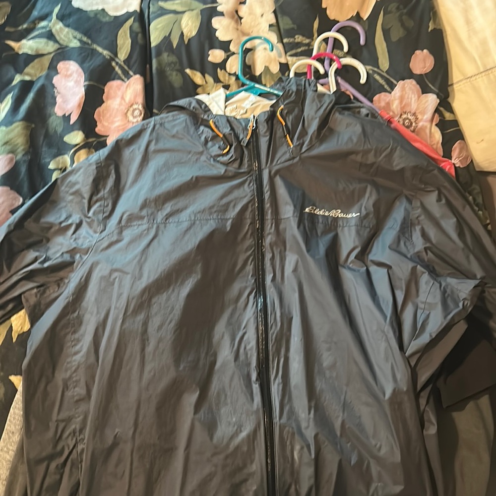 2XL Eddie Bauer Rain Jacket (Dark Grey and Orange)